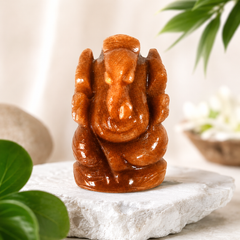 RED CARNELIAN CRYSTAL GANESH JI (STONE OF MOTIVATION AND COURAGE) SIZE: 2 INCHES, 80-90 GMS