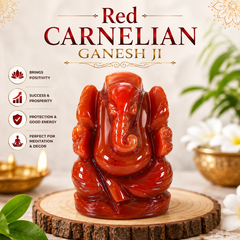 RED CARNELIAN CRYSTAL GANESH JI (STONE OF MOTIVATION AND COURAGE) SIZE: 2 INCHES, 80-90 GMS