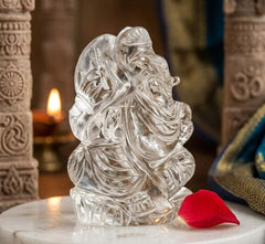 CLEAR QUARTZ CRYSTAL GANESH JI (STONE OF POWER) SIZE: 2 INCHES, 60-80 GMS