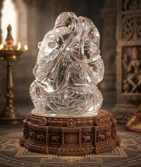 CLEAR QUARTZ CRYSTAL GANESH JI (STONE OF POWER) SIZE: 2 INCHES, 60-80 GMS