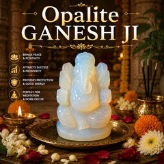 OPALITE CRYSTAL GANESH JI (MOON STONE) SIZE: 2 INCHES, 90-100 GMS