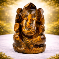 TIGER EYE CRYSTAL GANESH JI (STONE OF BUSINESS) SIZE: 2 INCHES, 50-80 GMS