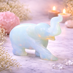 OPALITE CRYSTAL ELEPHANT (MOON STONE) SIZE: 2 INCHES, 90-100 GMS