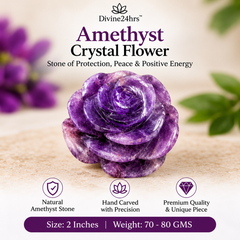 AMETHYST CRYSTAL FLOWER (STONE OF PROTECTION) SIZE: 2 INCHES, 80-100 GMS