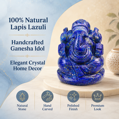 LAPIS LAZULI CRYSTAL GANESH JI (STONE OF GOD) SIZE: 2 INCHES, 80-100 GMS