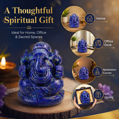 LAPIS LAZULI CRYSTAL GANESH JI (STONE OF GOD) SIZE: 2 INCHES, 80-100 GMS
