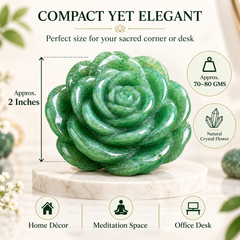 GREEN AVENTURINE CRYSTAL FLOWER (STONE OF OPPORTUNITY) SIZE: 2 INCHES, 80-100 GMS