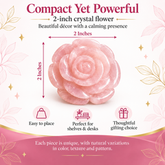 ROSE QUARTZ CRYSTAL FLOWER (LOVE STONE) SIZE: 2 INCHES, 80-100 GMS