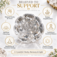 CLEAR QUARTZ CRYSTAL FLOWER (STONE OF POWER) SIZE: 2 INCHES, 80-100 GMS