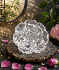 CLEAR QUARTZ CRYSTAL FLOWER (STONE OF POWER) SIZE: 2 INCHES, 60-80 GMS