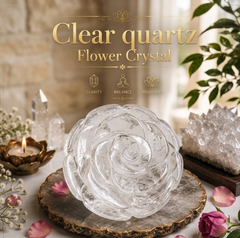 CLEAR QUARTZ CRYSTAL FLOWER (STONE OF POWER) SIZE: 2 INCHES, 60-80 GMS