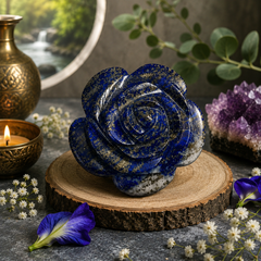 LAPIS LAZULI CRYSTAL FLOWER (STONE OF GOD) SIZE: 2 INCHES, 75-100 GMS