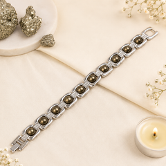 METAL RAW PYRITE BRACELET (SILVER COLOR)
