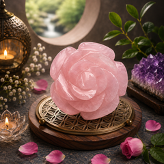 ROSE QUARTZ CRYSTAL FLOWER (LOVE STONE) SIZE: 2 INCHES, 80-100 GMS
