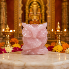 ROSE QUARTZ OWL (LOVE STONE) SIZE: 2.5 - 3 INCHES, 150 GMS