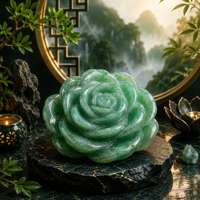 GREEN AVENTURINE CRYSTAL FLOWER (STONE OF OPPORTUNITY) SIZE: 2 INCHES, 70-80 GMS