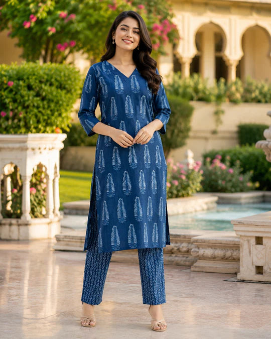 Indigo Blue Kurta and Bottom Set for Women