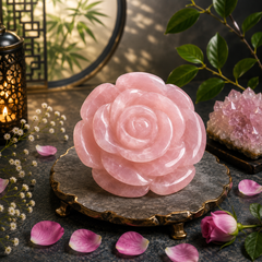 ROSE QUARTZ CRYSTAL FLOWER (LOVE STONE) SIZE: 2 INCHES, 80-100 GMS
