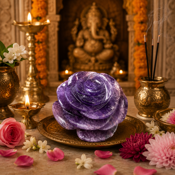 AMETHYST CRYSTAL FLOWER (STONE OF PROTECTION) SIZE: 2 INCHES, 70-80 GMS