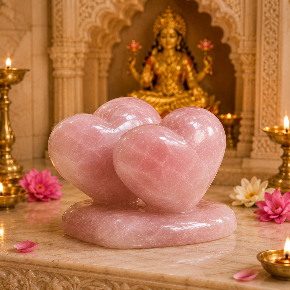 ROSE QUARTZ TWINFLAME HEART (LOVE STONE) SIZE: 2.5 INCHES, 200 GMS