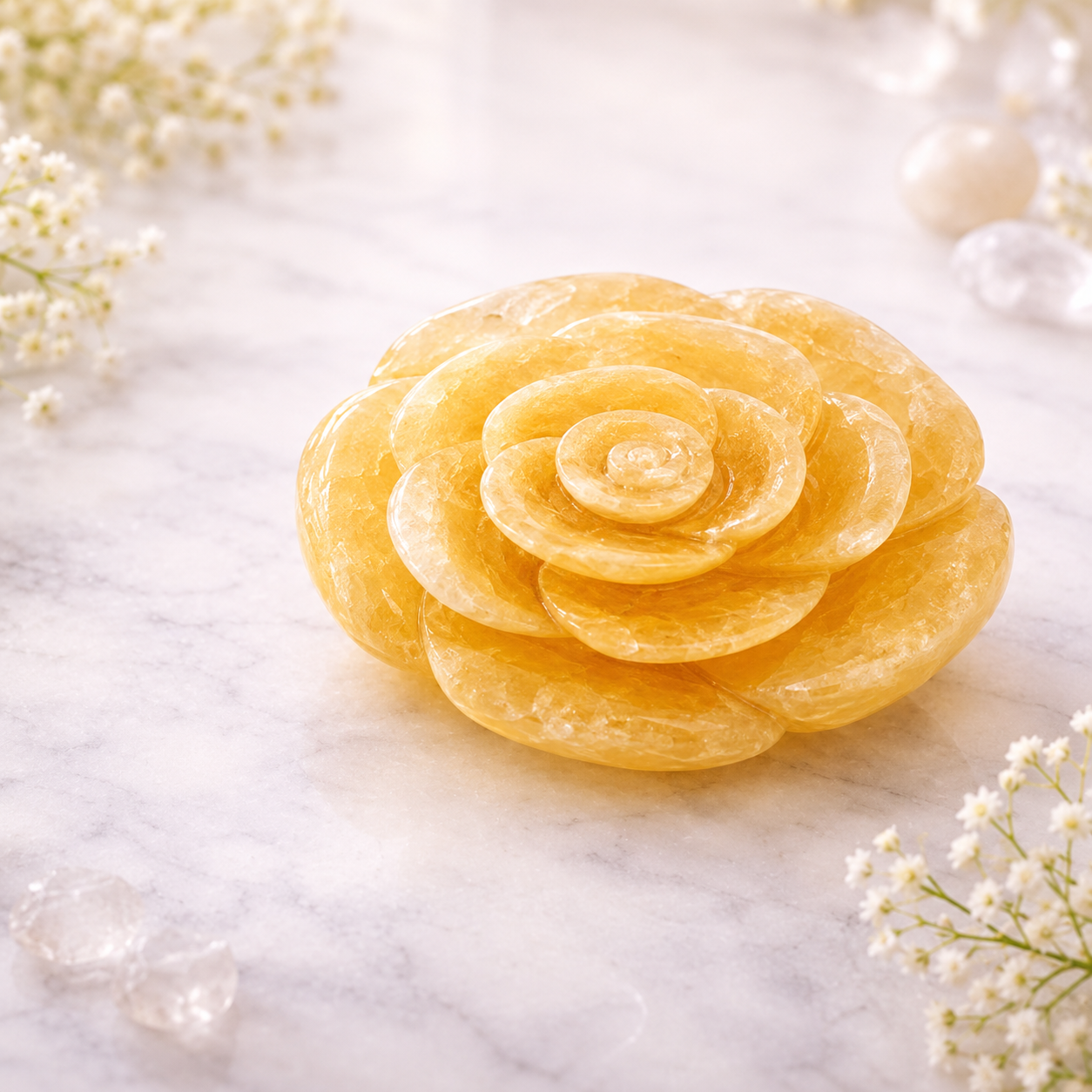 CITRINE CRYSTAL FLOWER (HAPPY STONE) SIZE: 2 INCHES, 70-80 GMS