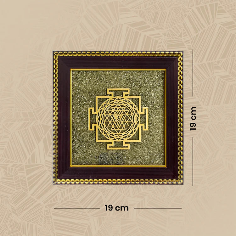 SHREE YANTRA RAW PYRITE FRAME  (7.5 X 7.5 INCHES)