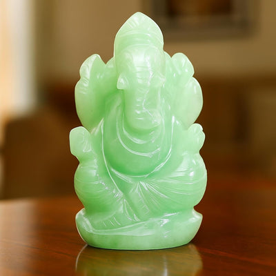 GREEN AVENTURINE CRYSTAL GANESH JI (STONE OF OPPORTUNITY) SIZE: 2 INCHES, 70-80 GMS