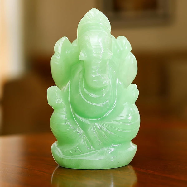 GREEN AVENTURINE CRYSTAL GANESH JI (STONE OF OPPORTUNITY) SIZE: 2 INCHES, 70-80 GMS