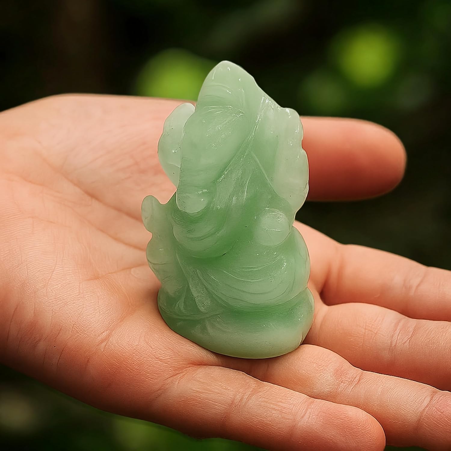 GREEN AVENTURINE CRYSTAL GANESH JI (STONE OF OPPORTUNITY) SIZE: 2 INCHES, 70-80 GMS