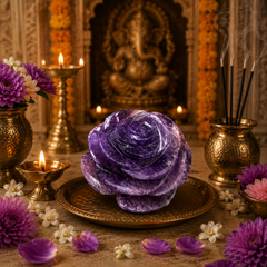 AMETHYST CRYSTAL FLOWER (STONE OF PROTECTION) SIZE: 2 INCHES, 70-80 GMS