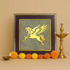 FLYING HORSE RAW PYRITE FRAME (7.5 X 7.5 INCHES)