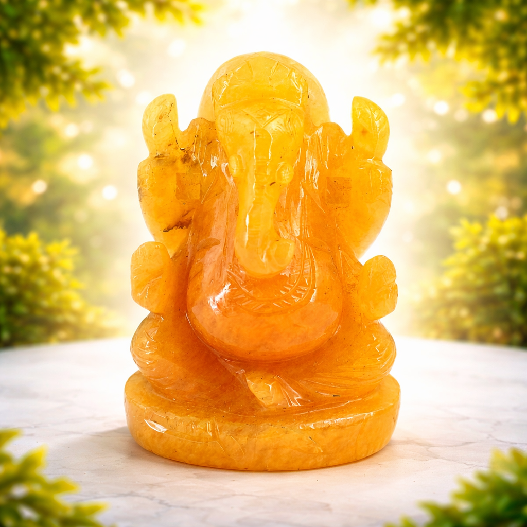 CITRINE CRYSTAL GANESH JI (HAPPY STONE) SIZE: 2 INCHES, 70-80 GMS