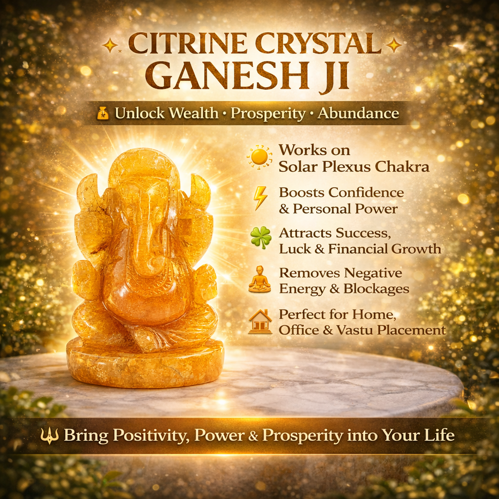 CITRINE CRYSTAL GANESH JI (HAPPY STONE) SIZE: 2 INCHES, 70-80 GMS