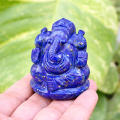 LAPIS LAZULI CRYSTAL GANESH JI (STONE OF GOD) SIZE: 2 INCHES, 75-100 GMS