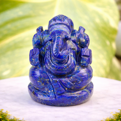 LAPIS LAZULI CRYSTAL GANESH JI (STONE OF GOD) SIZE: 2 INCHES, 75-100 GMS