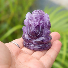 AMETHYST CRYSTAL GANESH JI (STONE OF PROTECTION) SIZE: 2 INCHES, 70-80 GMS