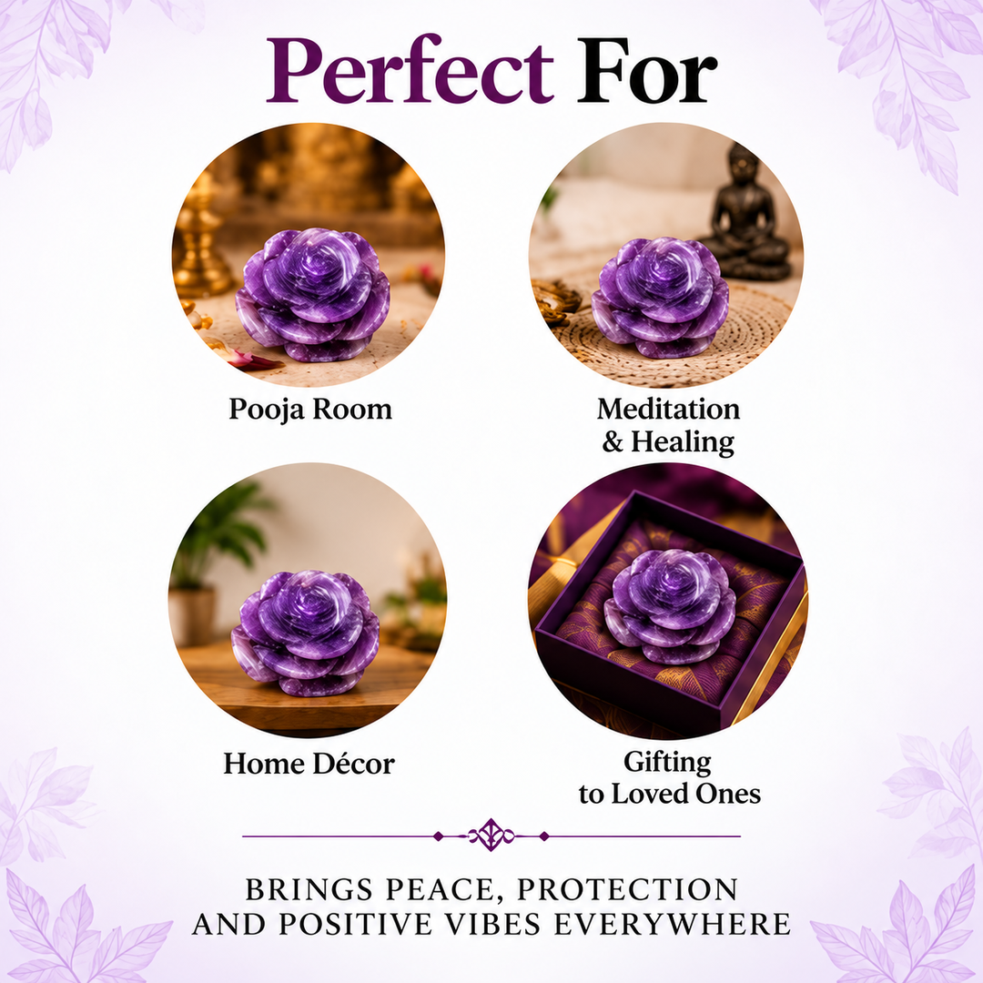 AMETHYST CRYSTAL FLOWER (STONE OF PROTECTION) SIZE: 2 INCHES, 80-100 GMS