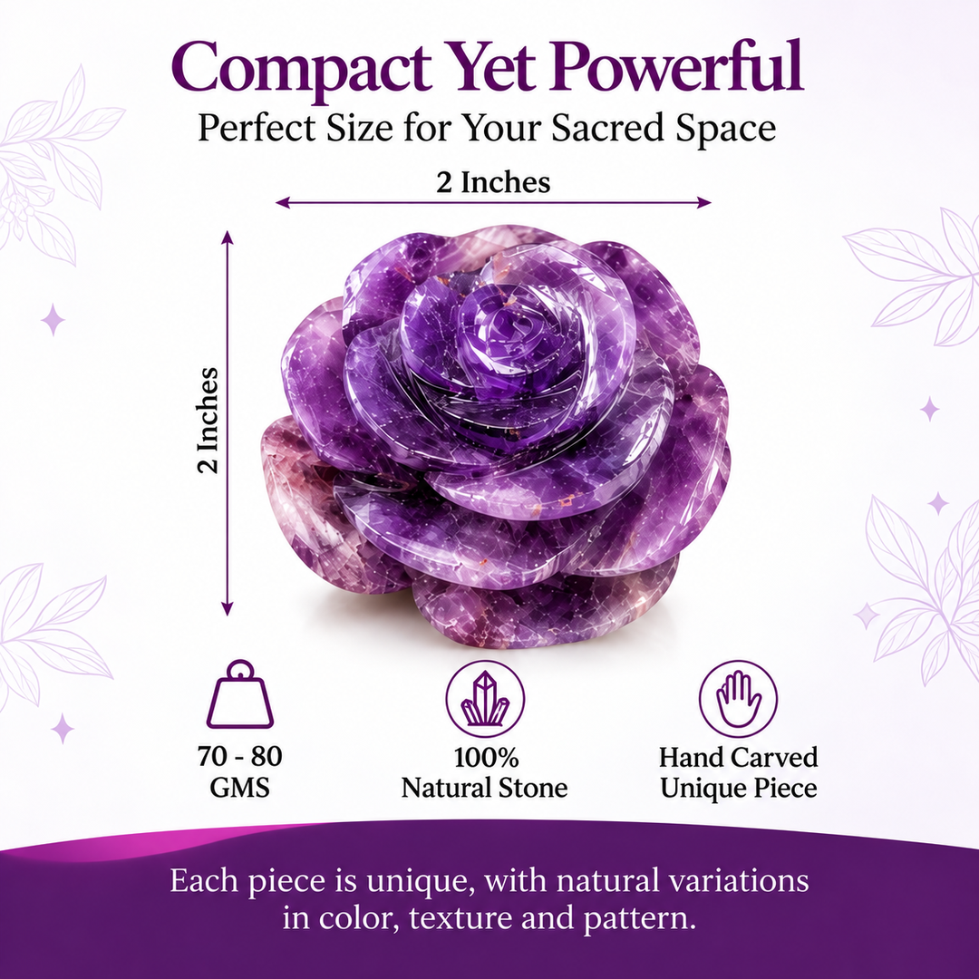 AMETHYST CRYSTAL FLOWER (STONE OF PROTECTION) SIZE: 2 INCHES, 80-100 GMS
