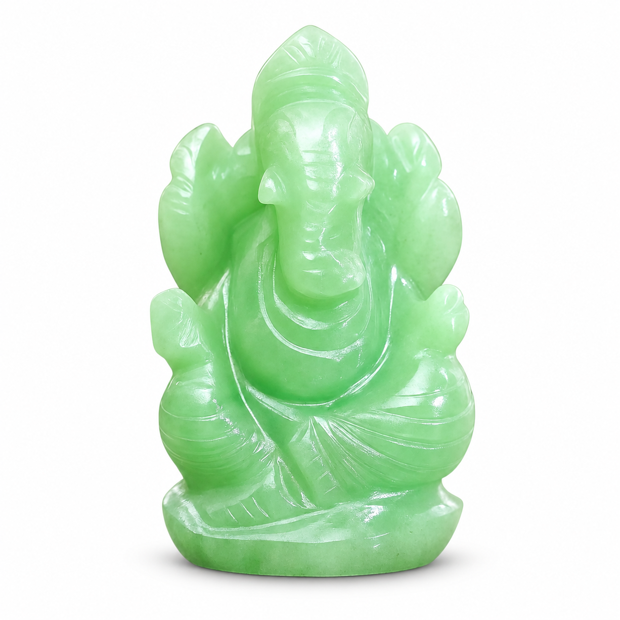 GREEN AVENTURINE CRYSTAL GANESH JI (STONE OF OPPORTUNITY) SIZE: 2 INCHES, 80-100 GMS