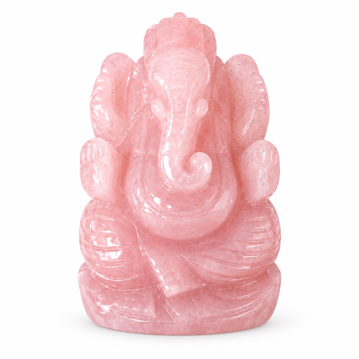 ROSE QUARTZ CRYSTAL GANESH JI (LOVE STONE) SIZE: 2 INCHES, 80-100 GMS