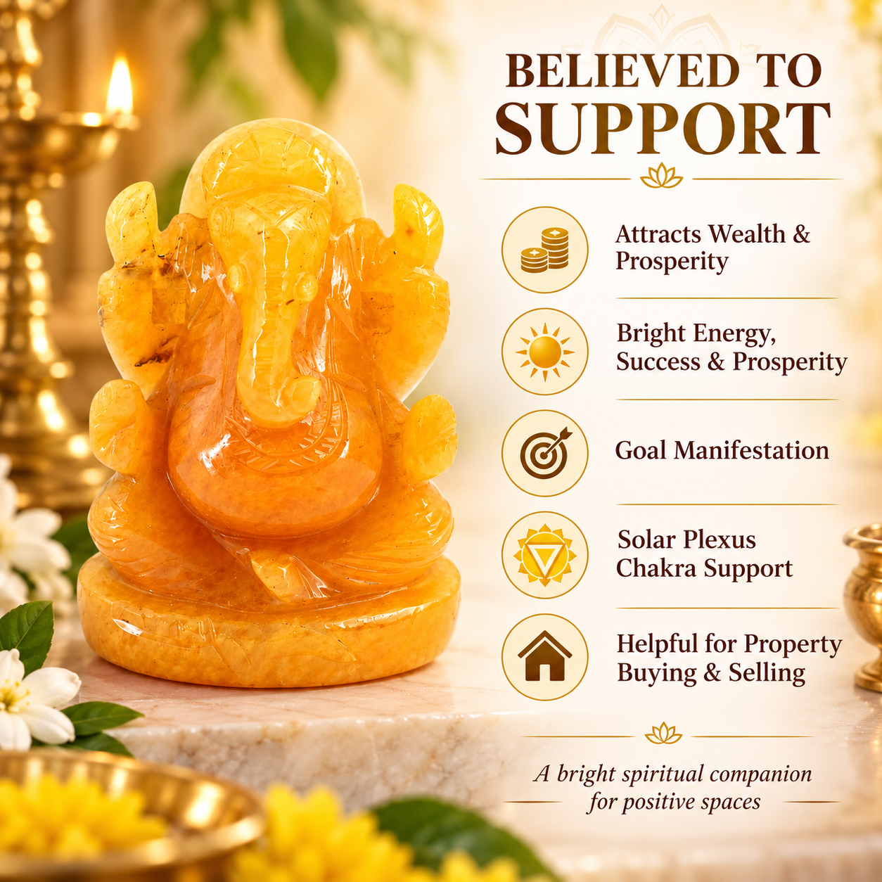 CITRINE CRYSTAL GANESH JI (HAPPY STONE) SIZE: 2 INCHES, 80-100 GMS