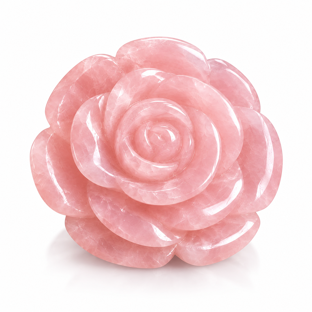 ROSE QUARTZ CRYSTAL FLOWER (LOVE STONE) SIZE: 2 INCHES, 80-100 GMS