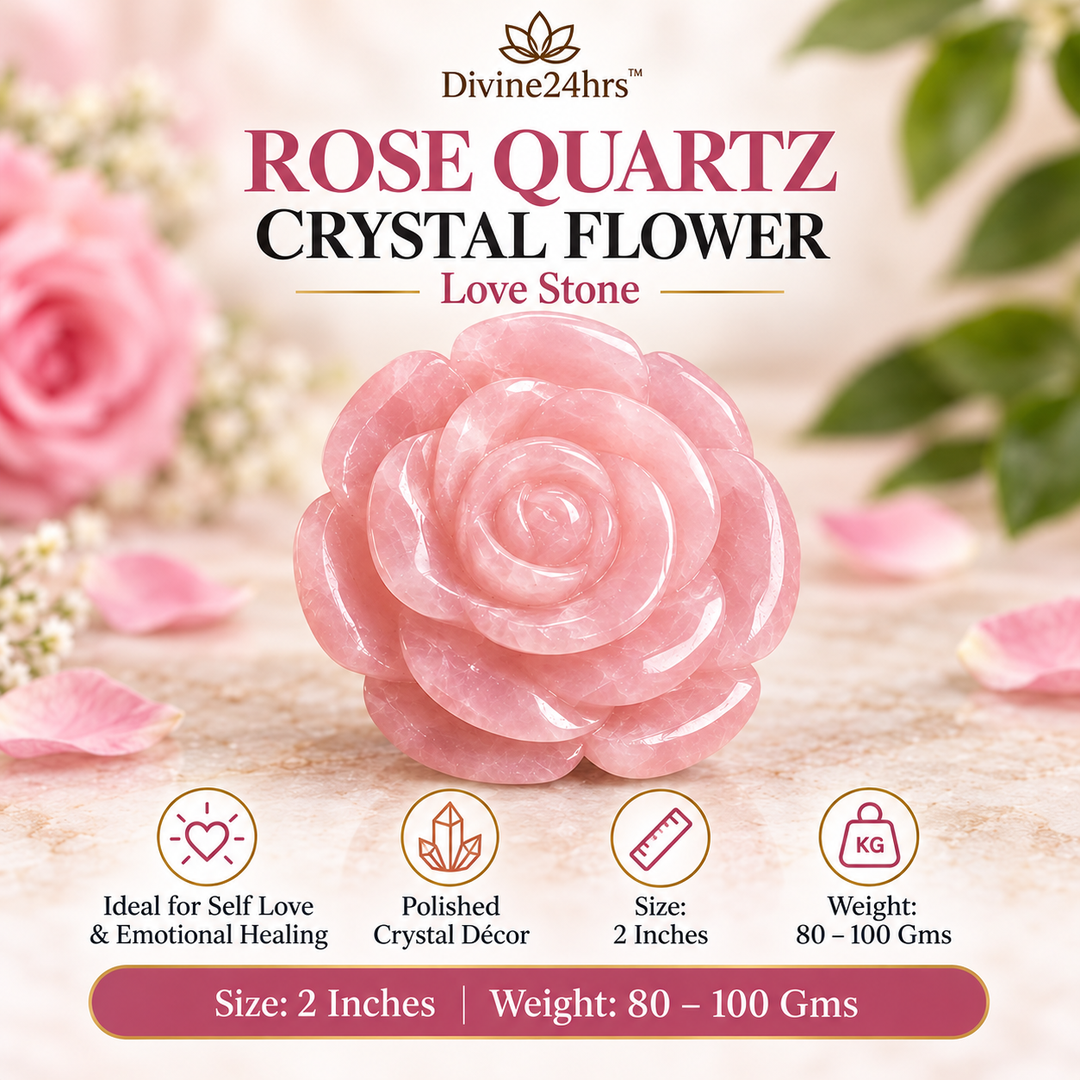 ROSE QUARTZ CRYSTAL FLOWER (LOVE STONE) SIZE: 2 INCHES, 80-100 GMS