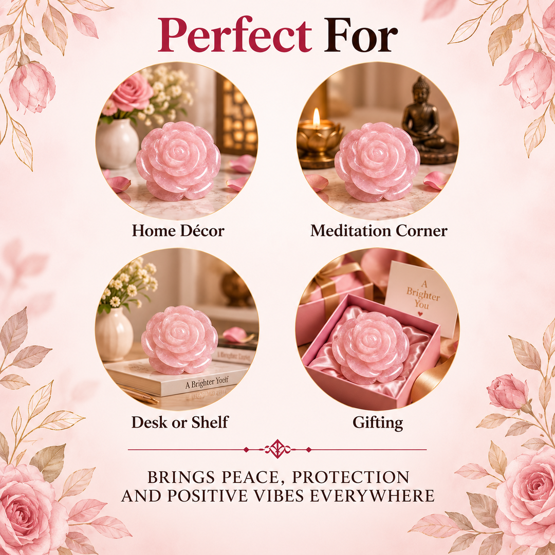 ROSE QUARTZ CRYSTAL FLOWER (LOVE STONE) SIZE: 2 INCHES, 80-100 GMS