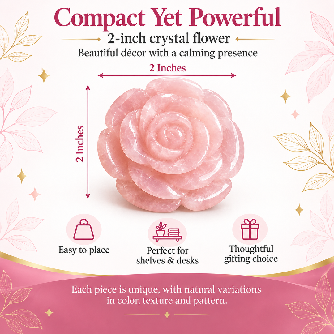 ROSE QUARTZ CRYSTAL FLOWER (LOVE STONE) SIZE: 2 INCHES, 80-100 GMS