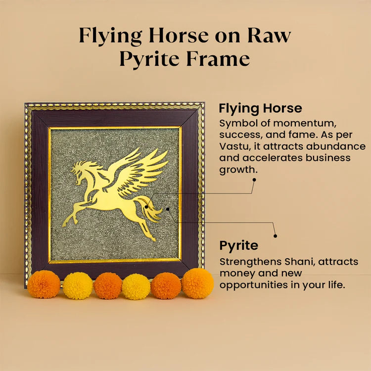 FLYING HORSE RAW PYRITE FRAME (7.5 X 7.5 INCHES)