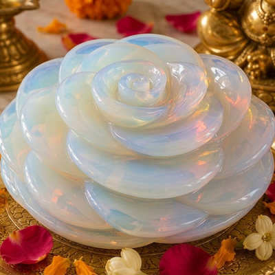 OPALITE CRYSTAL FLOWER (MOON STONE)  SIZE: 2 INCHES, 90-100 GMS