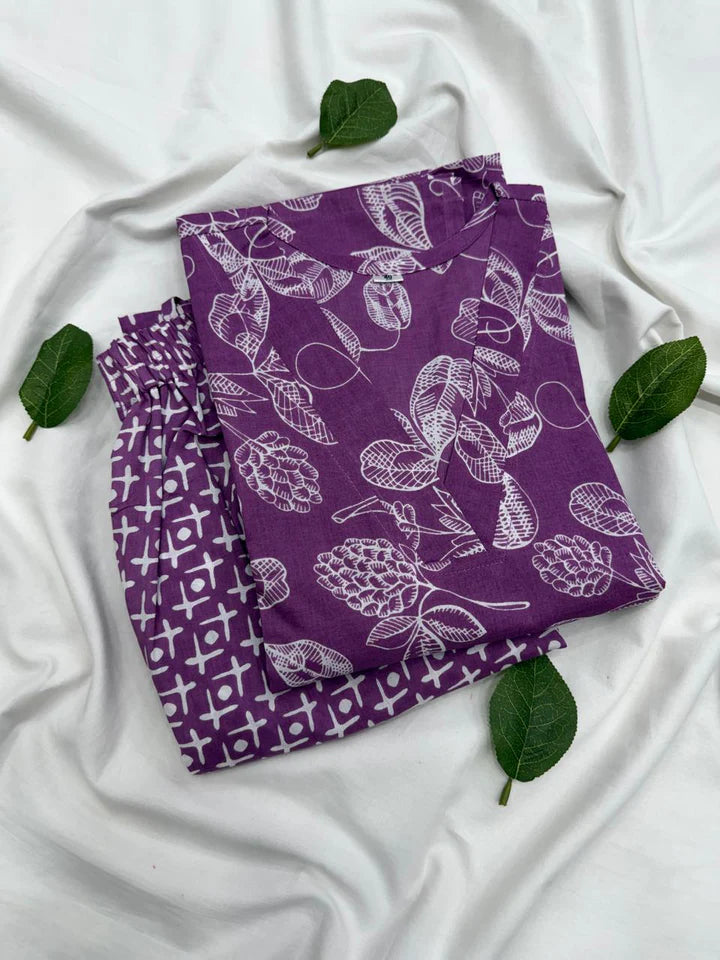 Cotton Printed Top Bottom Set
