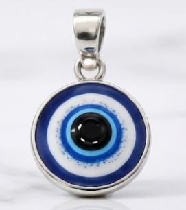 PURE SILVER EVIL EYE PENDANT  SIZE: DIAMETER 20MM MATERIAL: 925 SILVER