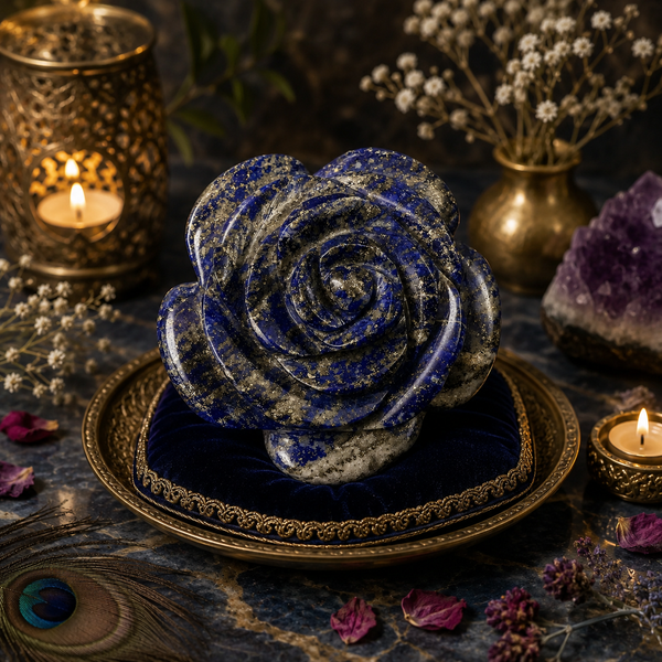 LAPIS LAZULI CRYSTAL FLOWER (STONE OF GOD) SIZE: 2 INCHES, 75-100 GMS